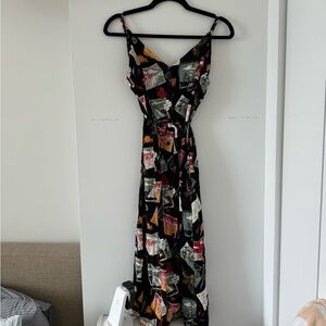 NWOT Reformation Gemstone Postcard Black Button Front Midi Dress Size 8